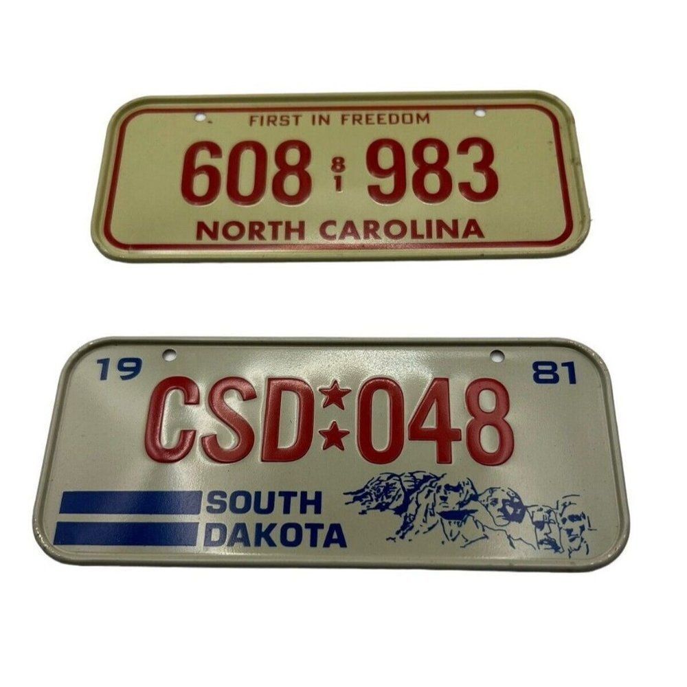 Vtg 81 Post Cereal Wheaties Mini Bike License Plate North Carolina South Dakota